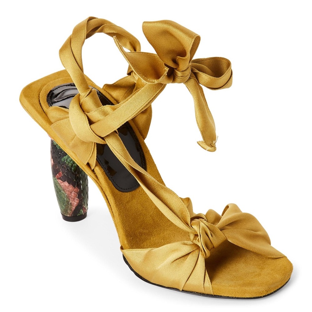 Dries Van Noten Yellow Satin Snake effect Heel